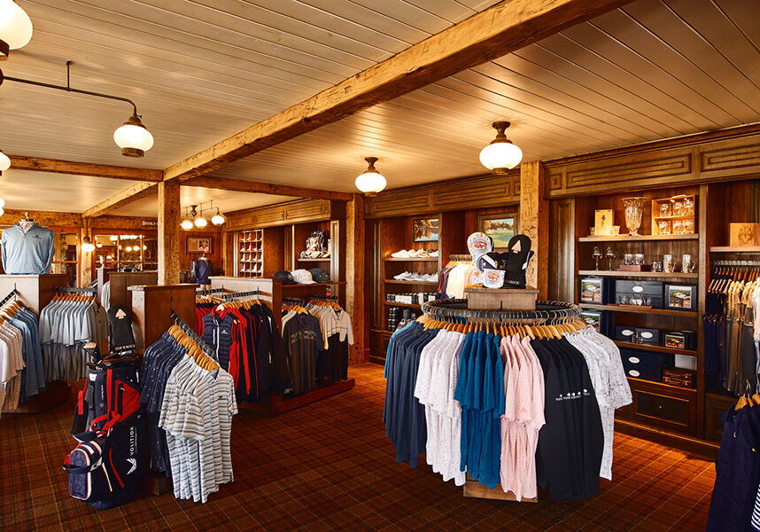 Pro shop shirts at top of the rock