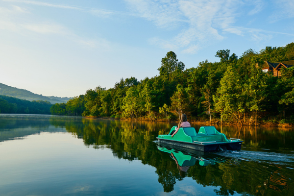 Paddle Boats at Big Cedar Lodge A paddle boat on the lake at Big Cedar Lodge
